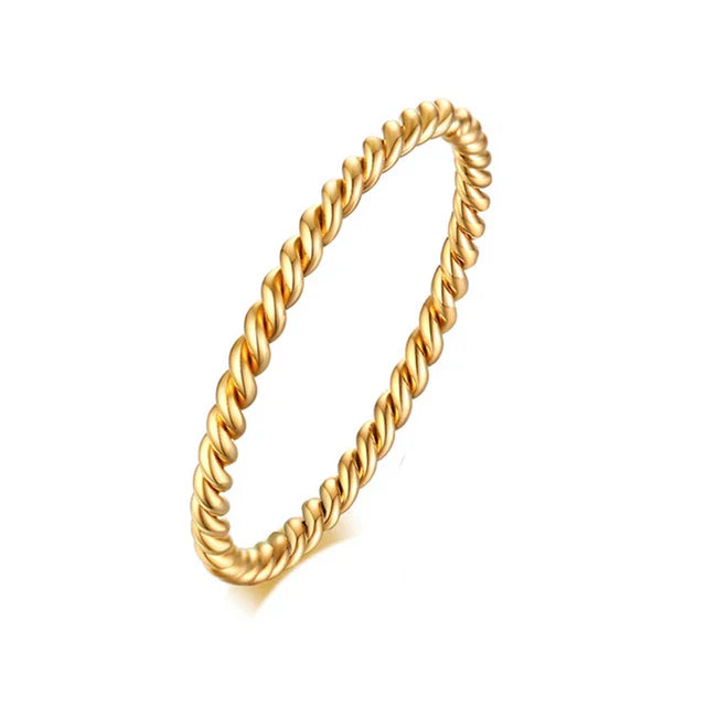Anel Fino em Espiral Banhado a Ouro 18k