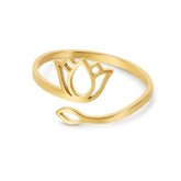 Anel de Lótus Ajustável Banhado a Ouro 18k