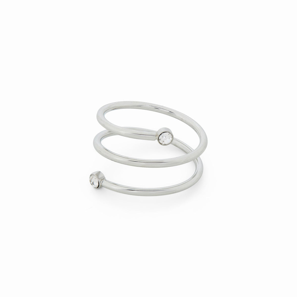 Anel Espiral com Zircônia Prata