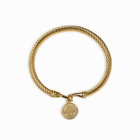 Bracelete com Pingente de São Bento Banhado a Ouro 18k