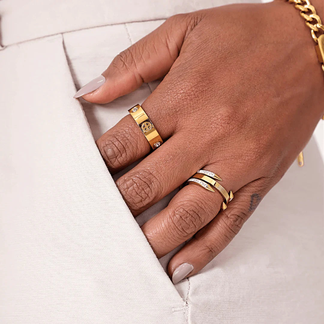 Anel 4 Pontas Banhado Ouro 18k