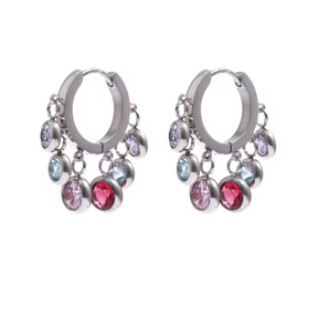 Brinco Argola Prata com Zircônia Coloridas