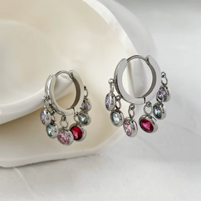 Brinco Argola Prata com Zircônia Coloridas