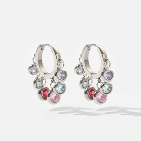 Brinco Argola Prata com Zircônia Coloridas