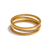 Anel 3 Camadas com Zircônia Banhado a Ouro 18k