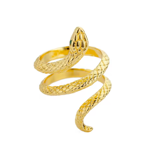 Anel Cobra Texturizada Banhado a Ouro 18k