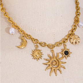 Colar Celeste Banhado a Ouro 18k