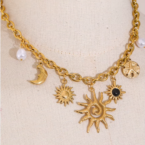 Colar Celeste Banhado a Ouro 18k