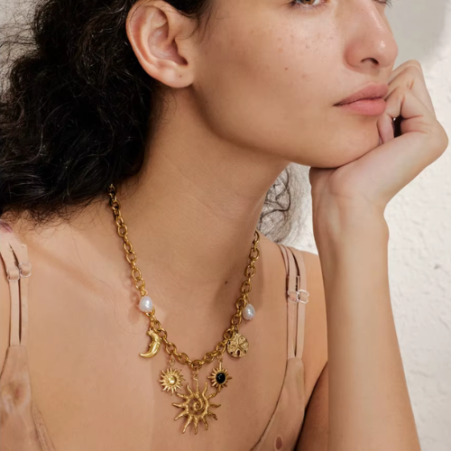 Colar Celeste Banhado a Ouro 18k