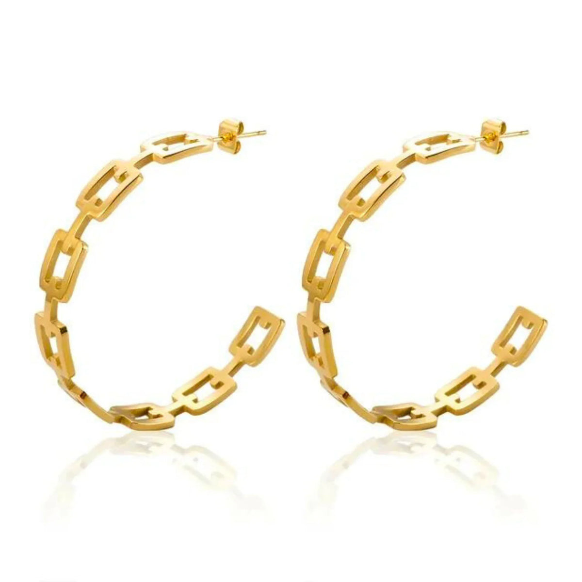 Brincos Argola em Elos Banhado em Ouro 18K