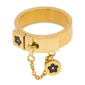 Anel Detalhe Corrente Banhado a Ouro 18K