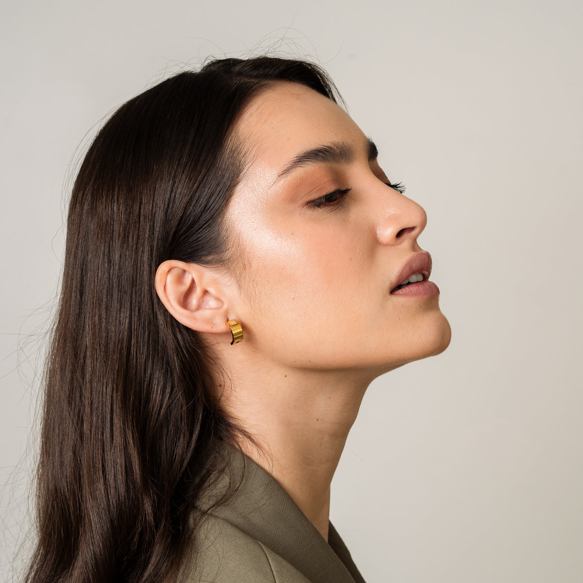 Brinco Quadrados Monocromáticos Banhado em Ouro 18K