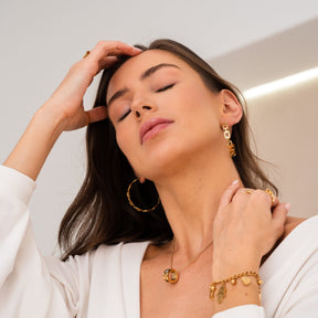 Brincos Argola em Elos Banhado em Ouro 18K