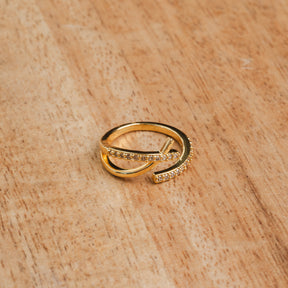 Anel 3 Pontas Ajustável Banhado a Ouro 18K