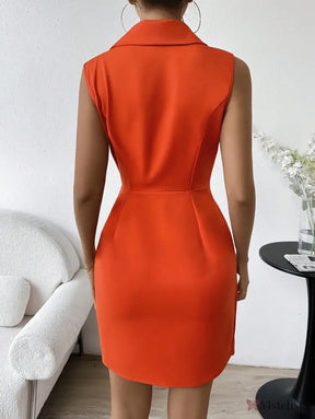 Vestido Blazer Curto Alfaiataria Com Botões Elegante