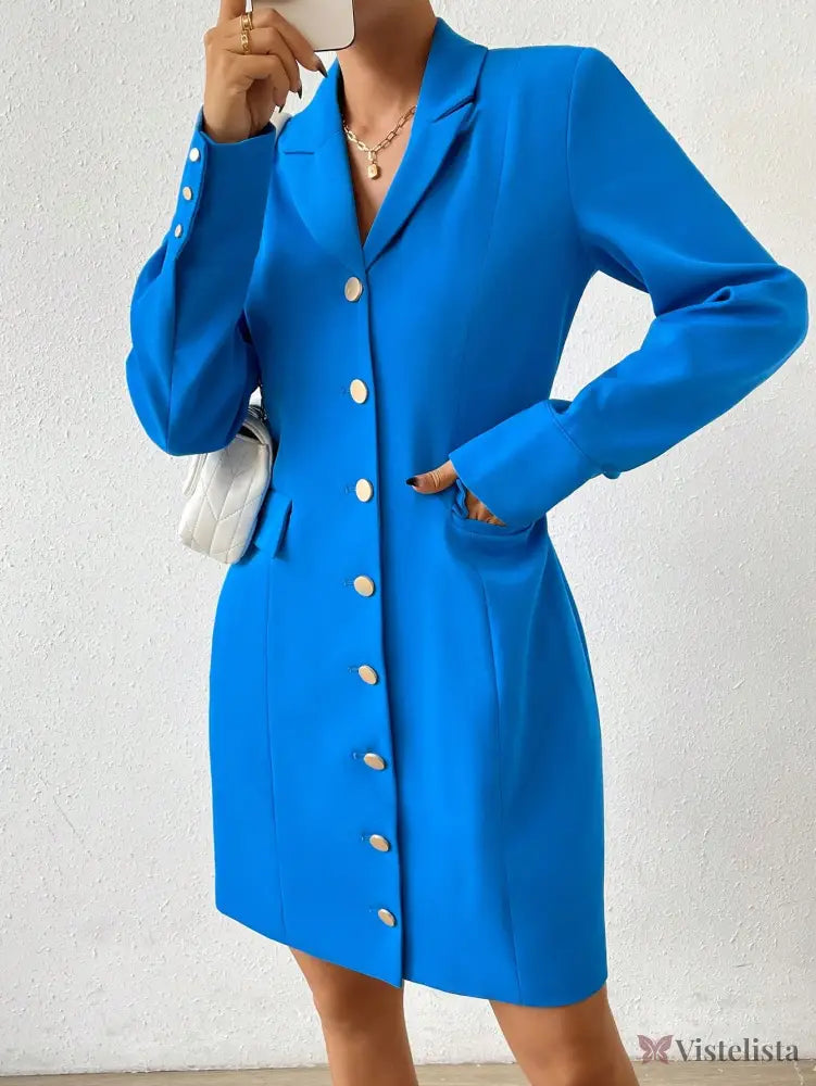 Vestido Blazer Curto Alfaiataria Com Botões Frontais