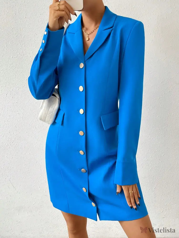 Vestido Blazer Curto Alfaiataria Com Botões Frontais