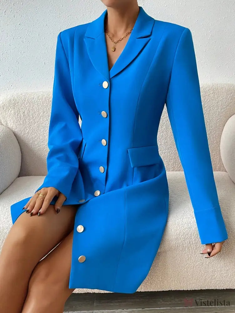 Vestido Blazer Curto Alfaiataria Com Botões Frontais