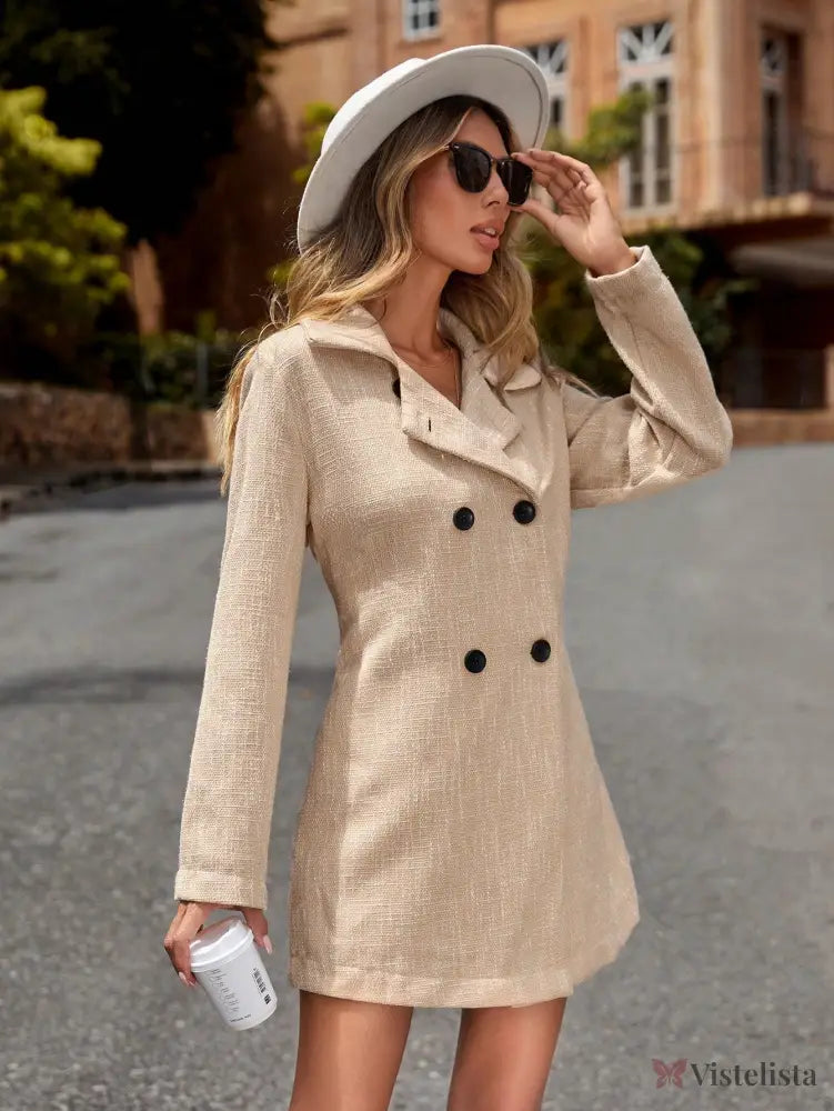 Vestido Blazer Curto Alfaiataria Elegante Com Botões