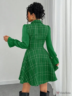 Vestido Blazer Curto Rodado Com Manga Longa E Botões