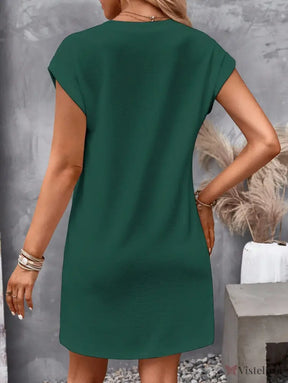 Vestido Curto Casual Com Botões Decorativos