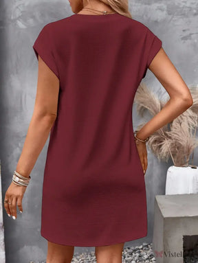 Vestido Curto Casual Com Botões Decorativos