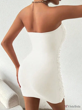 Vestido Curto Tomara Que Caia Com Flores 3D