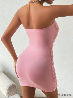 Vestido Curto Tomara Que Caia Com Flores 3D