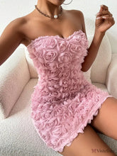 Vestido Curto Tomara Que Caia Com Flores 3D