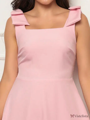 Vestido Midi Evasê Elegante Com Laço No Ombro