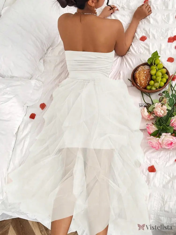 Vestido Midi Tomara Que Caia Com Saia De Camadas Tule