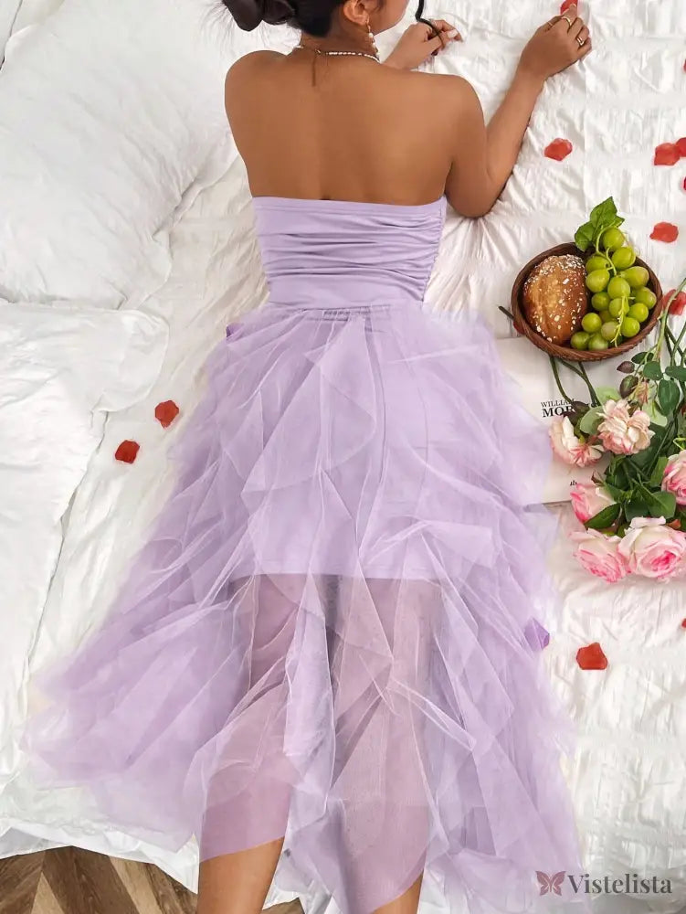 Vestido Midi Tomara Que Caia Com Saia De Camadas Tule