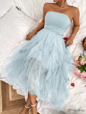 Vestido Midi Tomara Que Caia Com Saia De Camadas Tule