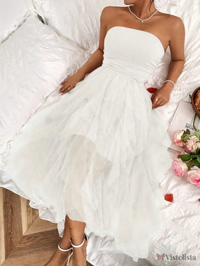 Vestido Midi Tomara Que Caia Com Saia De Camadas Tule