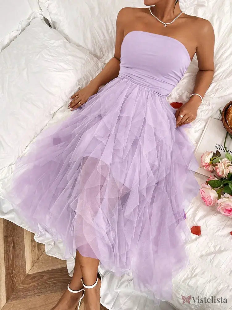 Vestido Midi Tomara Que Caia Com Saia De Camadas Tule