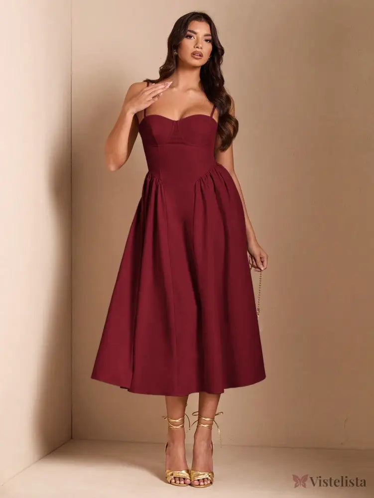 Vestido Midi Tomara Que Caia Com Saia Evasê