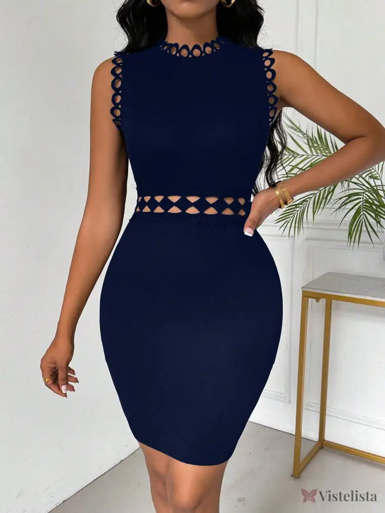 Vestido Tubinho Curto Justo Com Renda Na Cintura Elegante